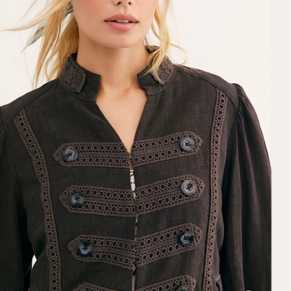 Free People Ariana Jacket Women's Black Military Style Jacket Size Medium - Picture 3 of 11